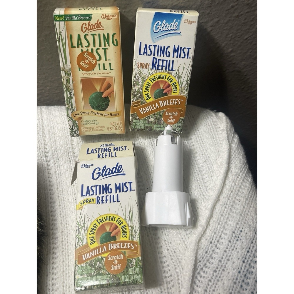 Glade Lasting Mist Refill 1995/6 Discontinued Set Of 3 One Open 2 Sealed Vanilla